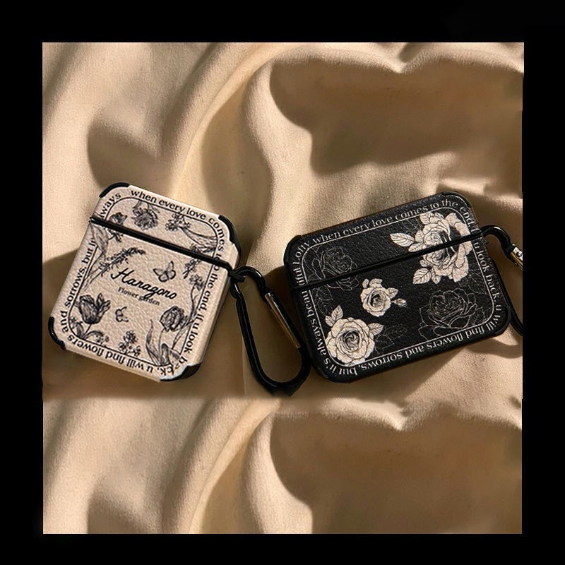 Creative Rose Leather Airpods4 Protective Case Suitable for Apple 1/2 Generation Pro3 Bluetooth Earphone Case Third Generation