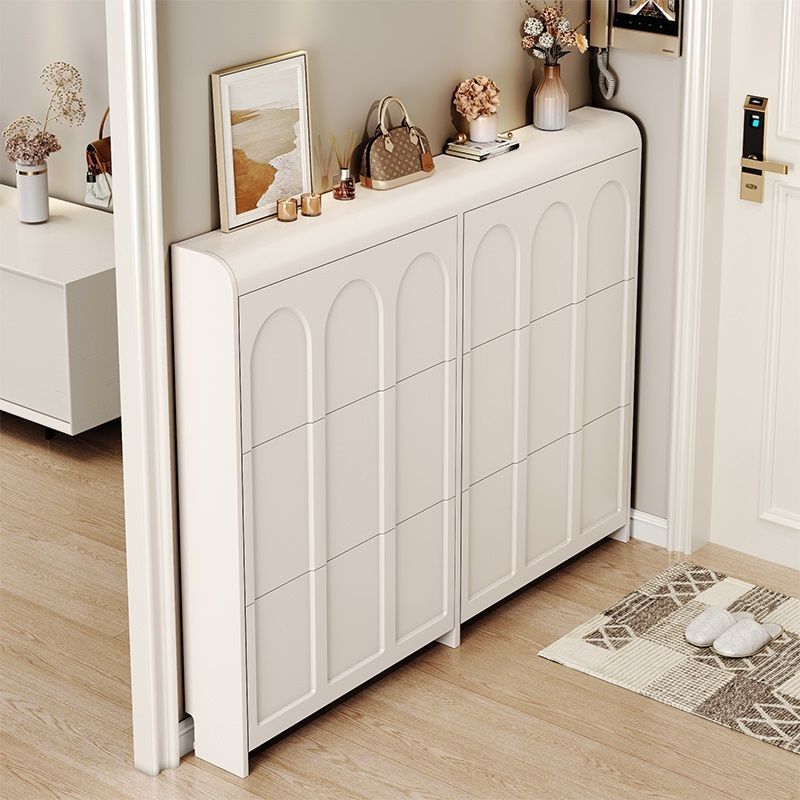 Cream style ultra-thin flip shoe cabinet home door entrance wall entrance entrance cabinet integrated large capacity shoe rack Cream style ultra-thin flip shoe cabinet home door entrance wall entrance entrance cabinet integrated large capacity shoe rack