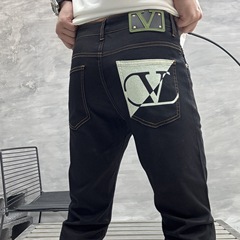 VVプリント高品質ヨーロッパ商品男性ジーンズ春夏修身弾力黒色薄いタイプの水洗いストレート男性ズボン