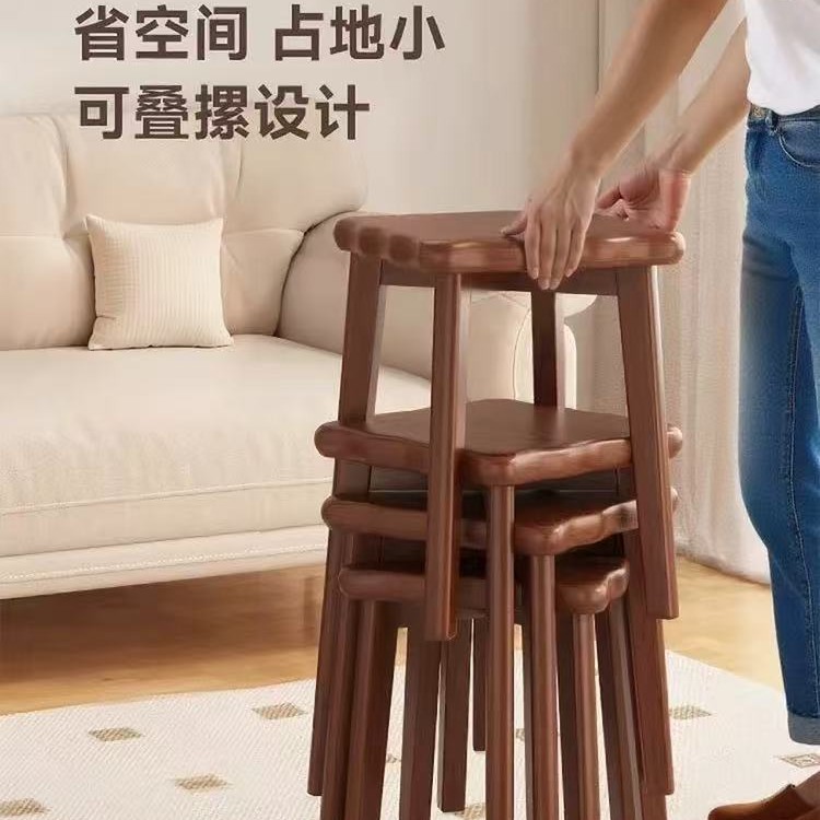 实木凳子家用可叠放客人备用凳餐桌化妆梳妆凳结实耐用新中式方凳|undefined