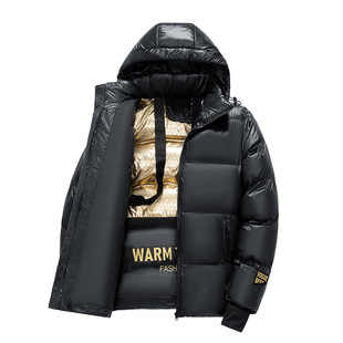 2025 Winter Black Gold Cotton Coat Men's Hooded Tops Graphene Cotton Jacket Thickened Warm and Coldproof Clothing Bread Coat Top