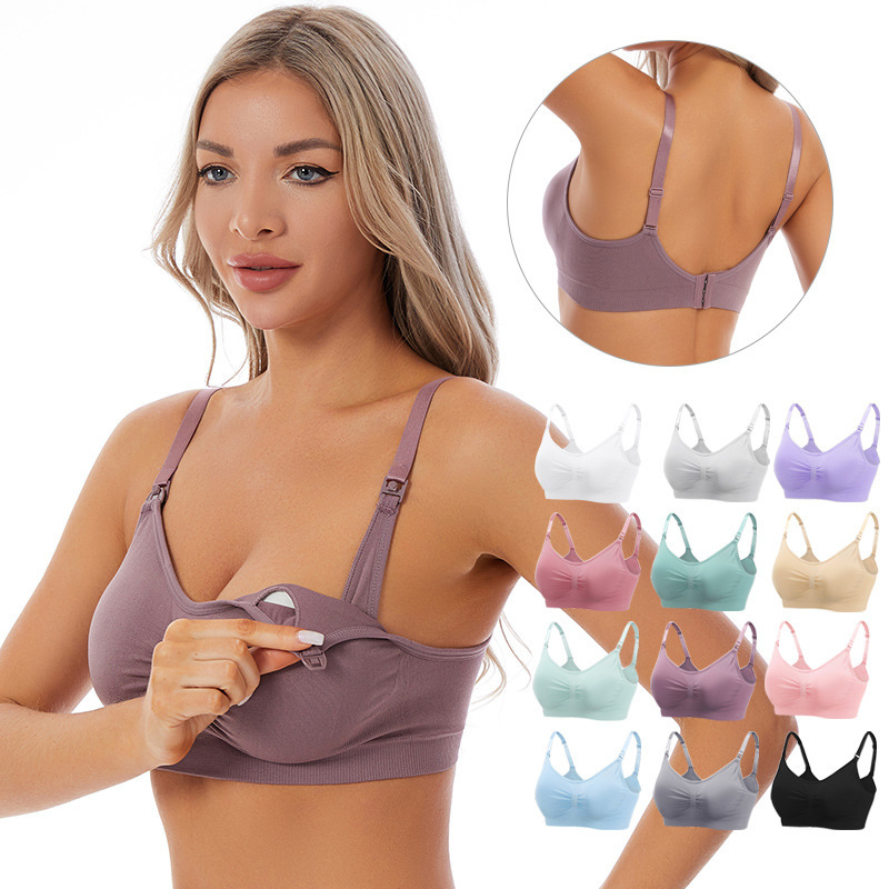 Cross-Border Seamless Maternity Nursing Bra Women's Anti-Sagging Push-Up Postpartum Breastfeeding Pre-Pregnancy Open Button Large Size Bra