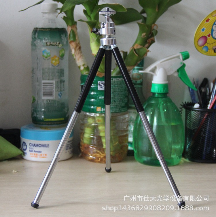 热销迷你桌面三节金属支架便携可伸缩手机相机小三脚架跨境