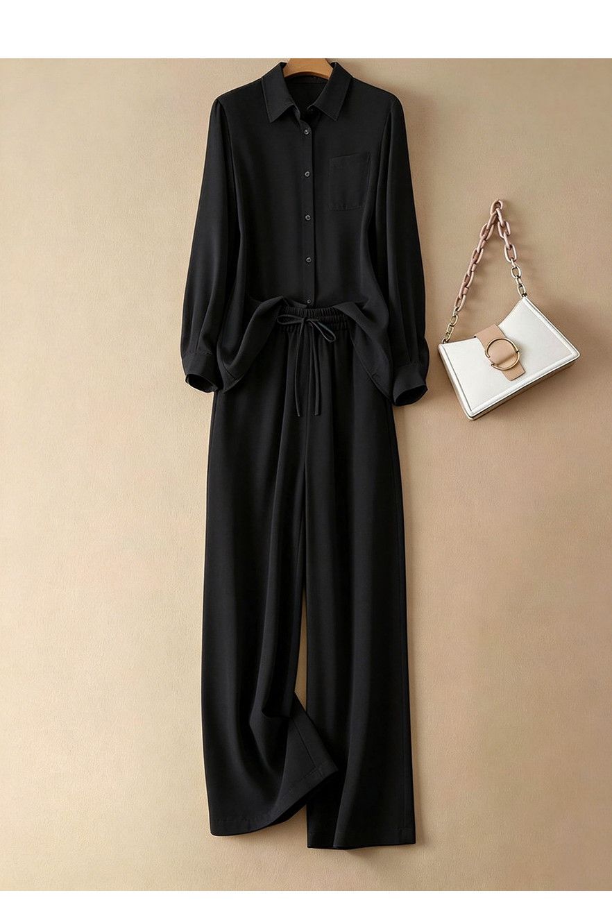 Damen Sommer Set Aus Baumwoll-leinen Bluse Und Hose Elegant_voghion.com