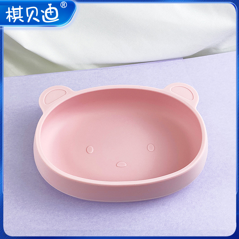 핑크-실리콘 그릇-흡입 컵 없음