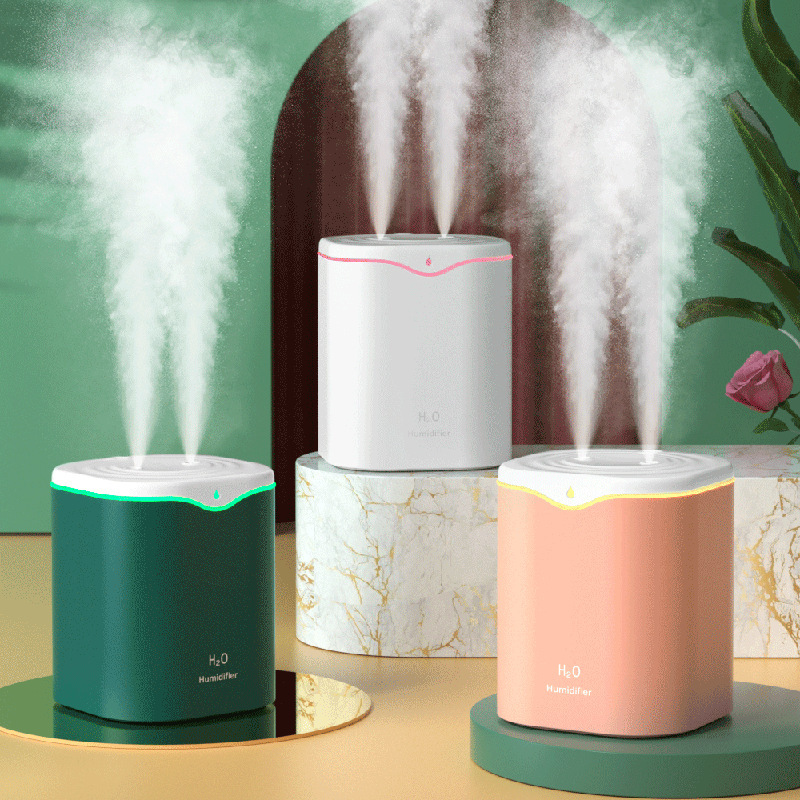 新しい加湿器、大容量、カスタマイズ可能なロゴ、ダブルスプレー、寝室用、家庭用、USB、小型、アロマセラピー、乾燥防止|undefined