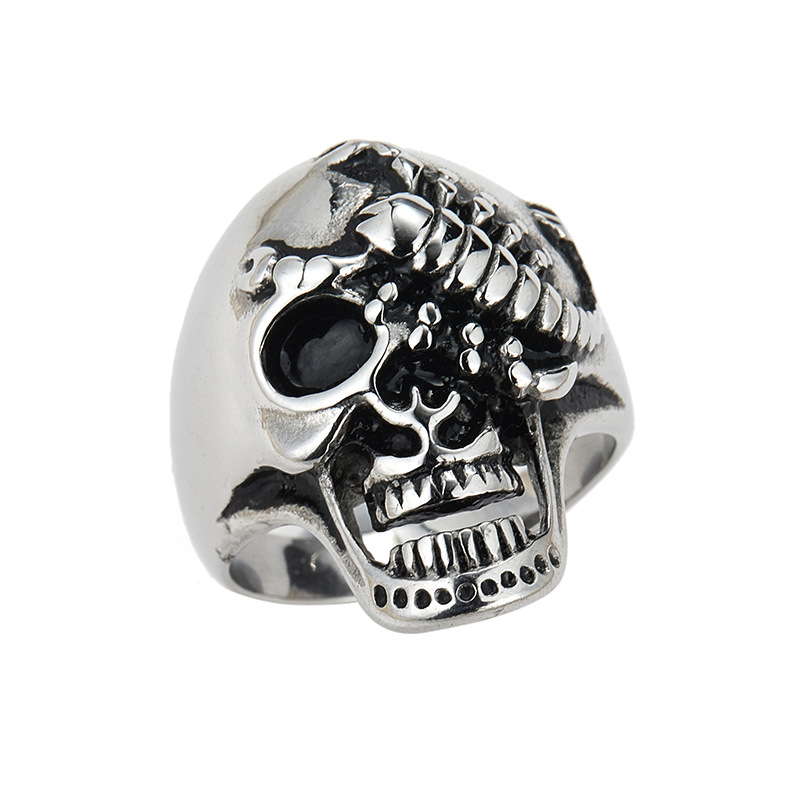 Unisex Gender Wholesale Jewelry Punk Skull Titanium Steel Plating Rings