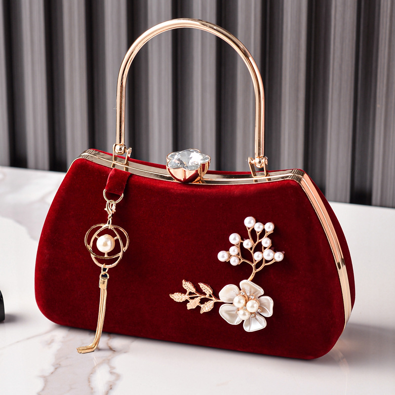 Nuevo retro flange de diamante de seda bolsa de cena bolsa de mano bolsa de cena bolsa de vestido chino bolsa de vestido cheongsam bolsa de tramo inclinada