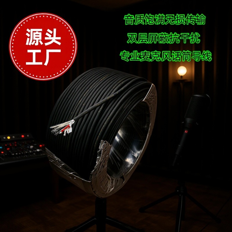 工程信号线2芯加密绕包屏蔽音频线 莲花过机线 卡侬话筒线 数据线