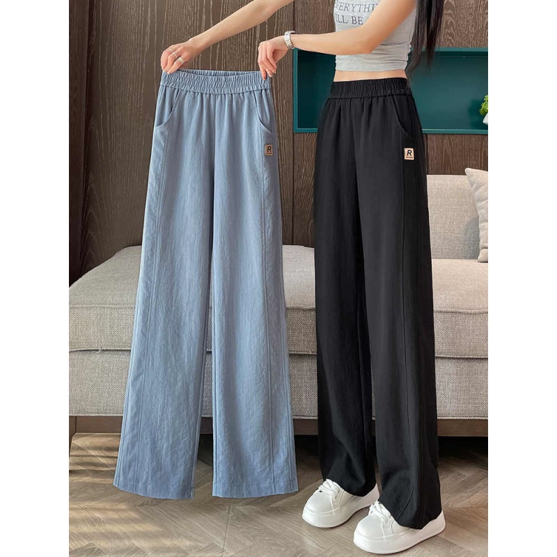 Широкие брюки из ледяного шелка для женщин, летние тонкие повседневные джинсовые брюки из тенселя, новая узкая версия утягивающих прямых брюк-бананов