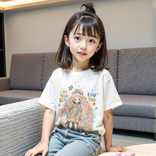 儿童纯棉短袖T恤女孩夏季新款儿童网红夏装韩版宽松洋气上衣全棉T