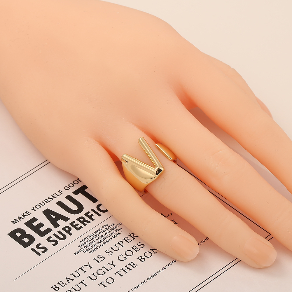 5g Weight Birthday Occasion Copper Material Letter Pattern Unisex Gender Fashion Style Fashion New Style Copper 26 English Letter Ring 6