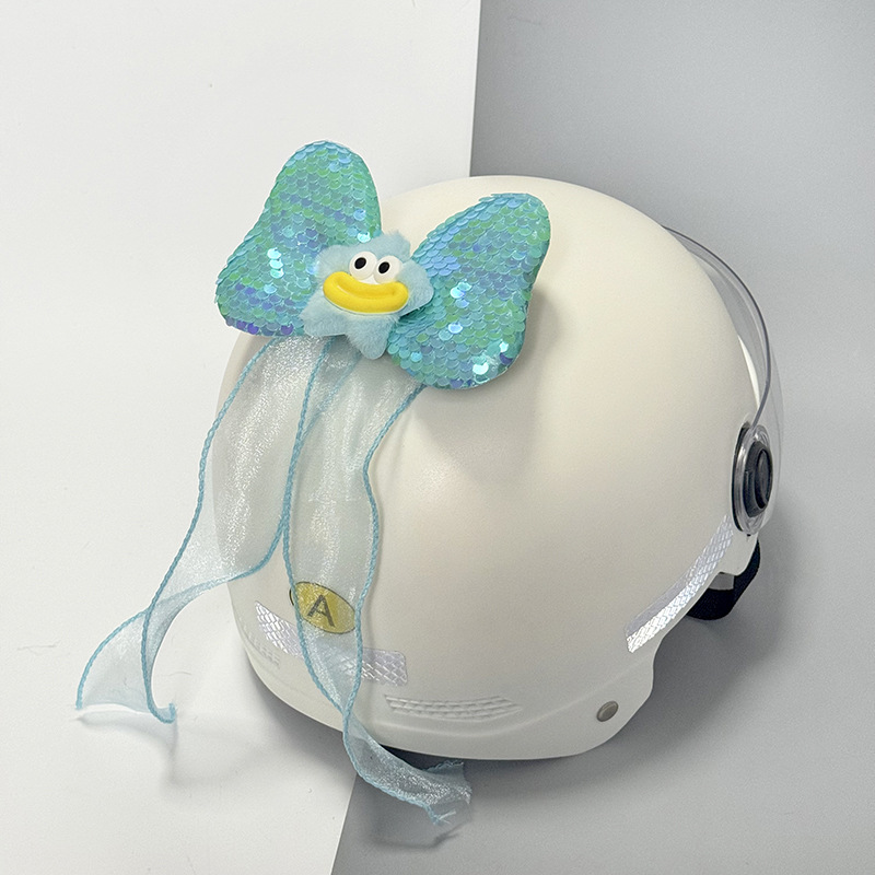 Battery car helmet decoration bow ribbon children's helmet sequin decoration motorcycle modification accessories gift wholesale