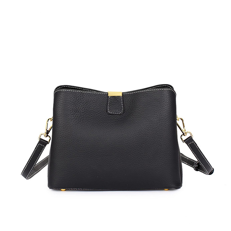Fashion Cowhide Leather Bag For Women 2025 New Trendy Large Capacity Bucket Bag Versatile Commuter Genuine Leather Shoulder Crossbody Handbag - Thumbnail 2