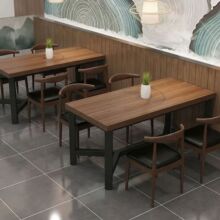 桌子餐饮商用长方形工业风餐厅酒吧咖啡厅桌子快餐店烧烤店餐桌椅