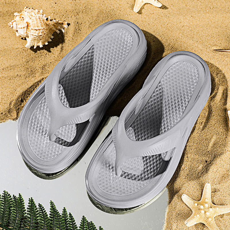 Primavera y verano nuevo estilo EVA zapatillas de hombre planas ligeras, simples y versátiles, chanclas de punta abierta transpirables de playa