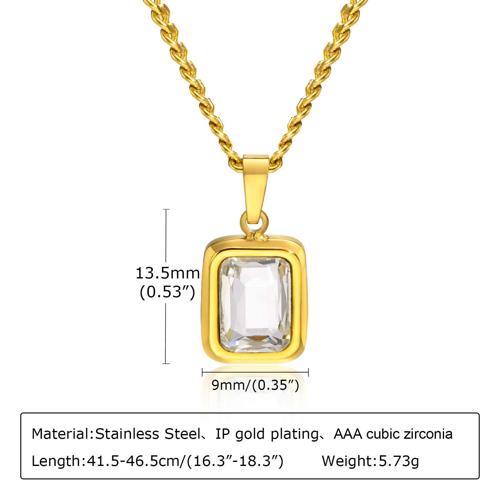 Retro Geometric Stainless Steel Plating Zircon Pendant Necklace 1 Piece
