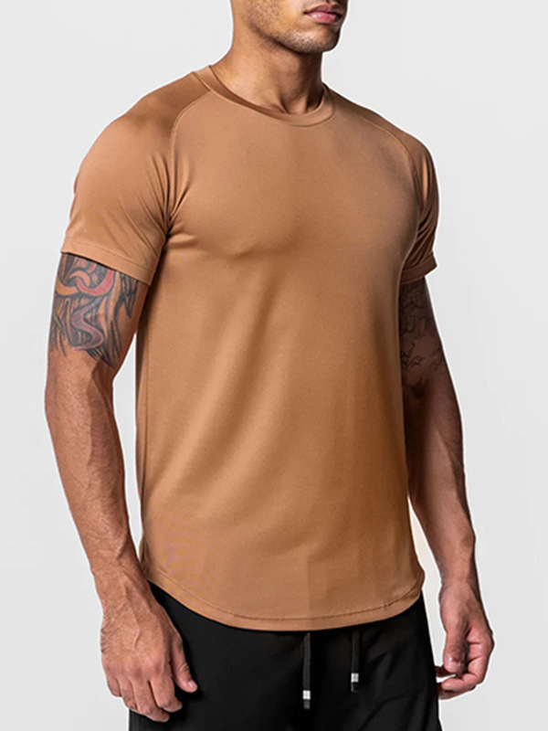Camiseta de verano para hombre, estilo americano, juvenil, de seda de leche, raglán, manga corta, de secado rápido, deportiva, de alta elasticidad.