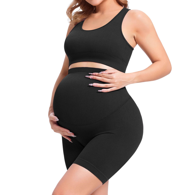 Cross-Border Hot-Selling Women's Maternity Suit, Body-Shaping, Tummy-Tightening, Two-Piece Set, Maternity Sports Yoga Clothing
