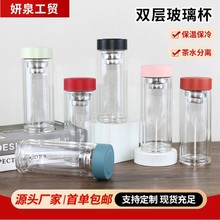 加厚底双层玻璃杯高硼硅商务水杯茶杯会议活动广告促销礼品杯子