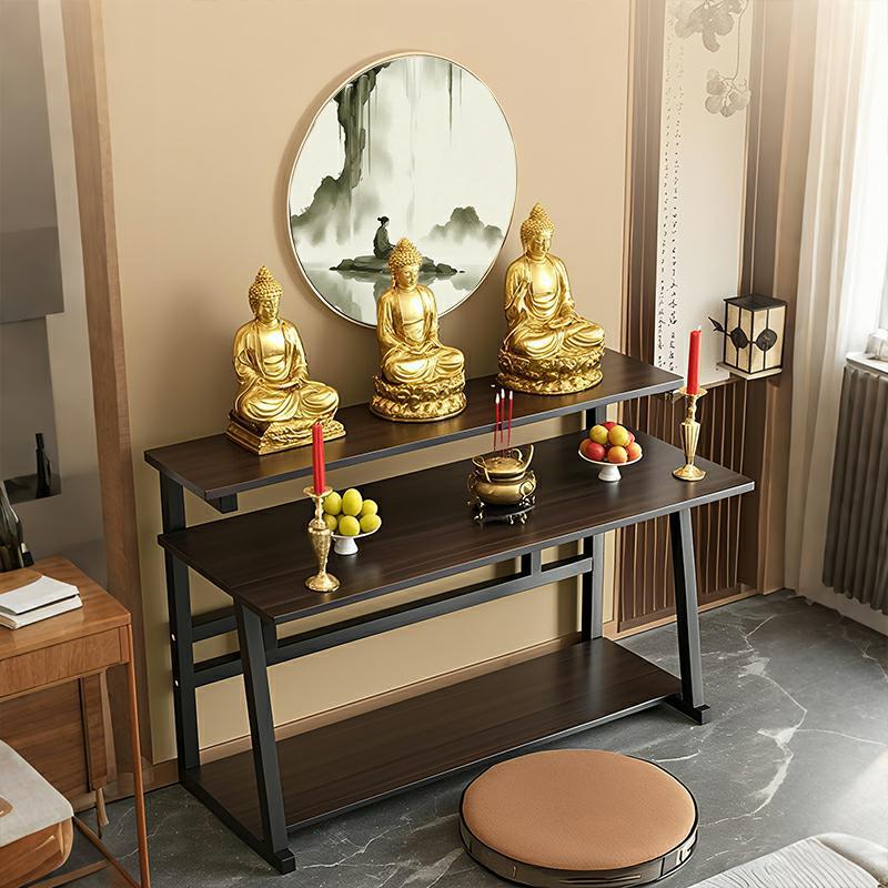 Mesa de mesa, caja de incienso, hogar, simple, de tres pisos, nuevo estilo chino, mesa de Buda para la familia de las hadas, nicho de Buda, mesa de porche moderna