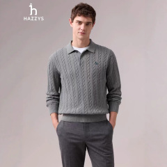 Hazzys/哈吉斯25秋季新款男士商务休闲针织衫休闲上衣一件代发
