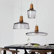 北歐創意玻璃吊燈簡約單頭透明餐廳吧台奶茶服裝店木藝吊燈