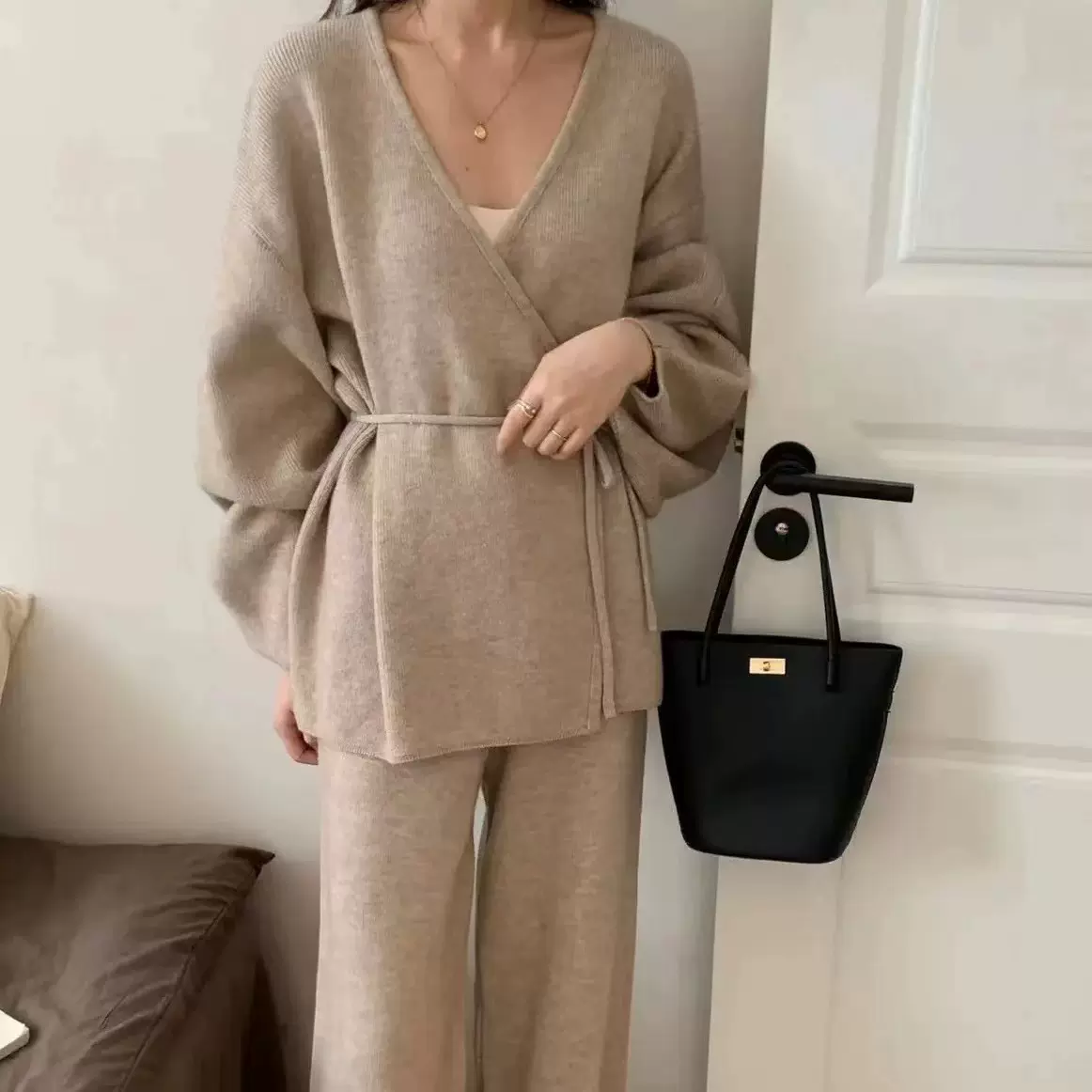 小香风套装女秋季新款高级感流行减龄休闲裤子上衣针织毛衣两件套