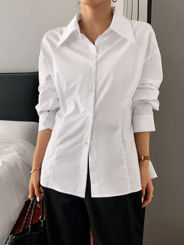 跨境欧美休闲度假高级长袖纽扣上衣衬衫女装2025秋冬亚马逊独立站|undefined