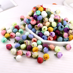 Simulated Rose Bud DIY Production Flower Small Q Rose Bud Flower Head Opera Tea Bud Corsage Wrist Flower Accessories