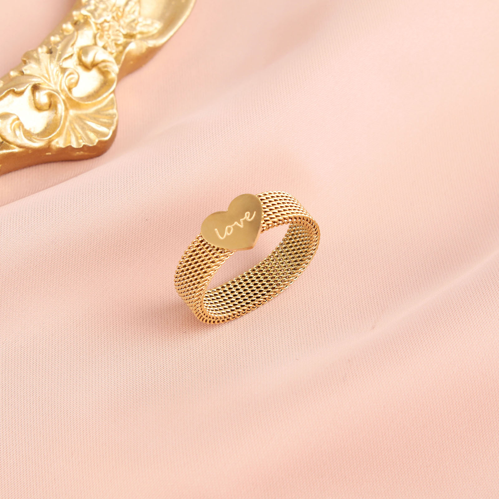 Hip-Hop Heart Shape Smiley Face Stainless Steel Plating Rings 1 Piece