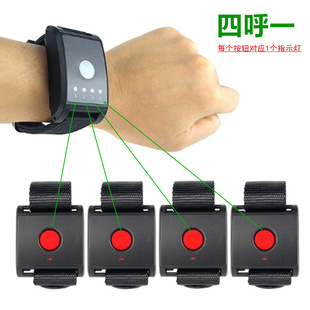 Waterproof wristwatch single button four to one wireless call vibration buzzer receiver four street lamp watch reminder