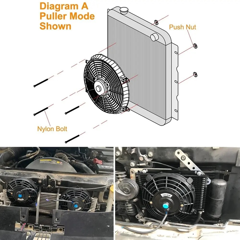 Cross-Border Auto Parts Factory Other Cooling Modification Fan Universal DIY 10 12 Inches 12V 80W 90W