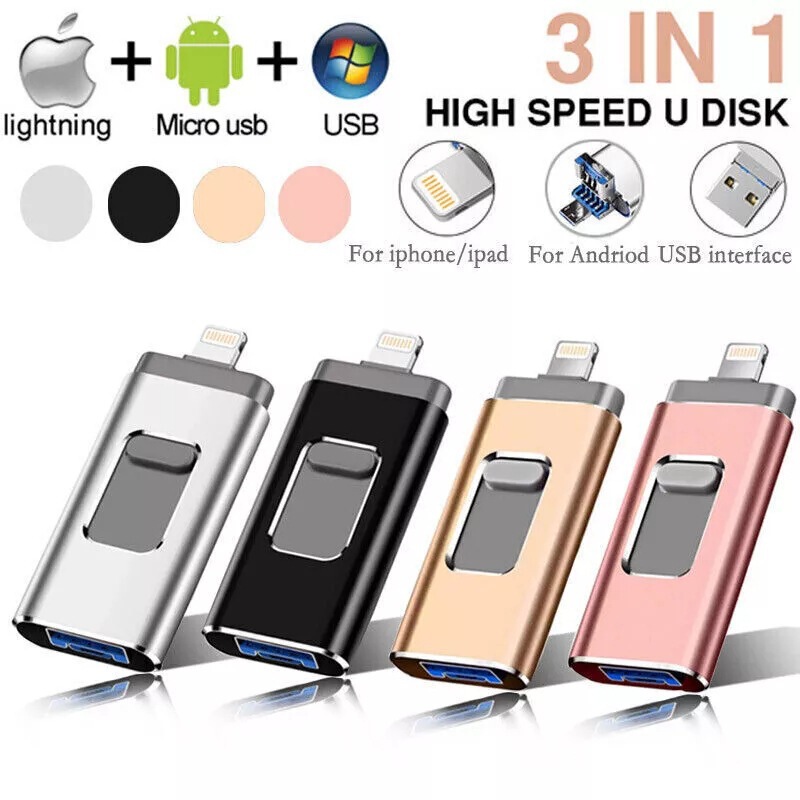 Suitable for Apple Mobile Phones, Four-In-One 128g Metal USB Flash Drive Type-C, Large Capacity Engraved USB Flash Drive, Cross-Border