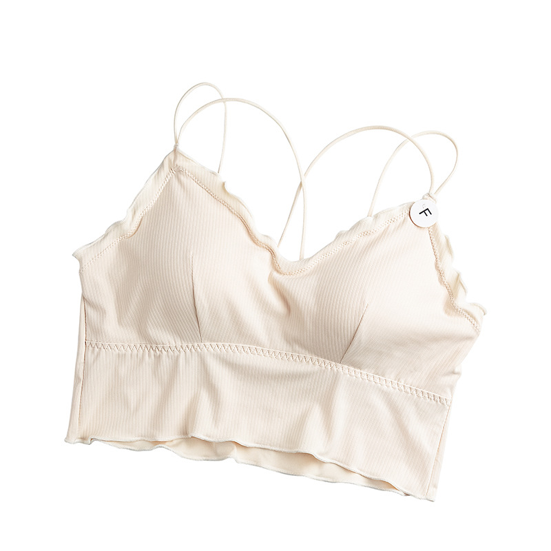 Supporting tank top for students, straps, comfortable wireless bra, beautiful back