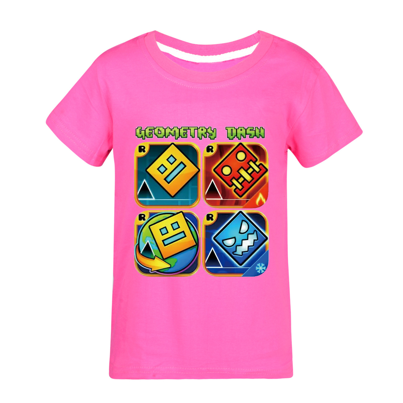 Geometrie Dash T-shirt Kinder Cartoon Kleidung Jungen 100% Baumwolle T-shirt Kinder Mode Kleidung Kleinkind Mädchen Kurzarm Tops – Detail 14