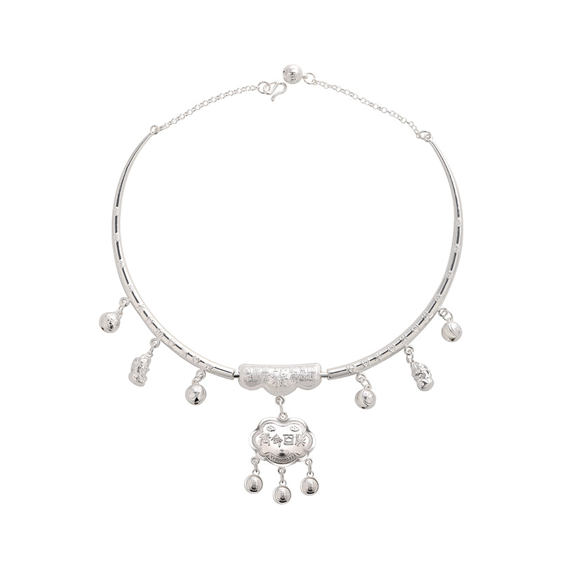 Baffold Long Life Lock 999 collar de plata esterlina collar de bebé cerradura de plata para niños cerradura de seguridad bebé luna llena regalo de aniversario