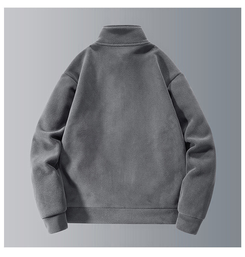 Men's Clothing Men's autumn and winter new polar fleece thick warm suit loose stand collar jacket fashionable and casual complete set_voghion.com