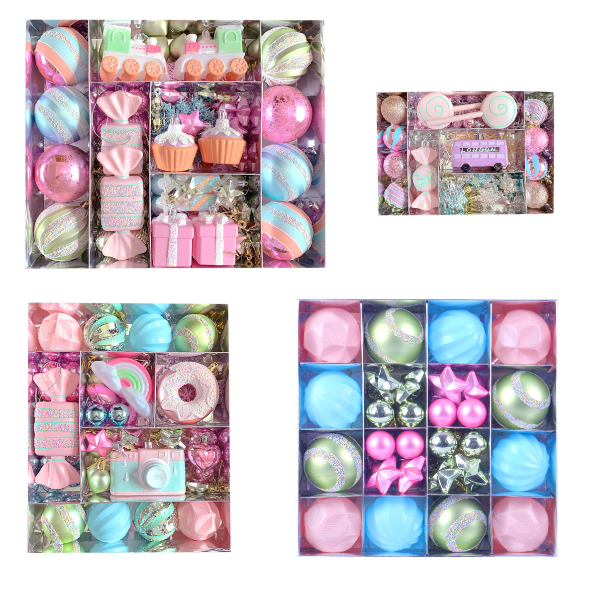 Navidad transfronteriza macaron set bolas de Navidad series de dulces de colorido bolas de plástico colgante árbol de Navidad