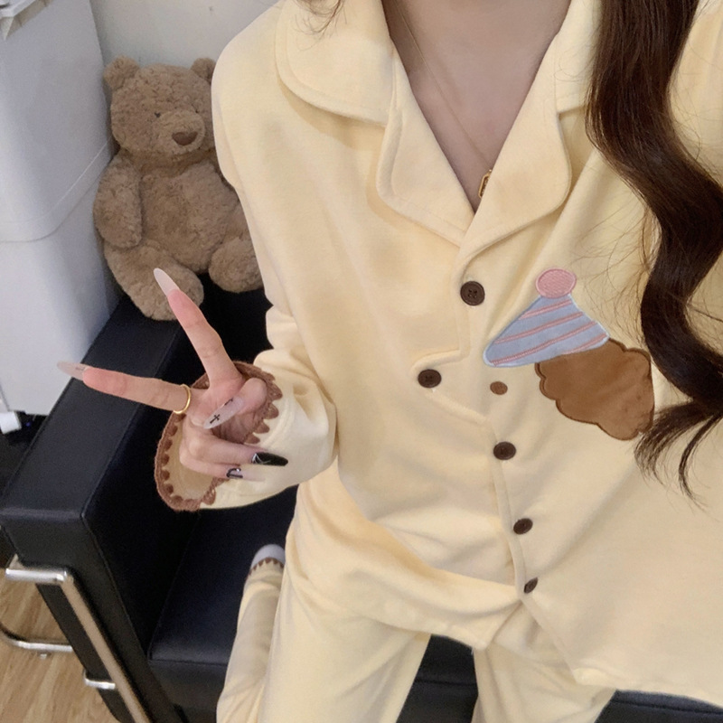 Fun Puppy Warm Velvet Home Clothes Popular Long-Sleeved Trousers Thickened Super Popular Winter Women's Pajamas That Can Be Worn Outside