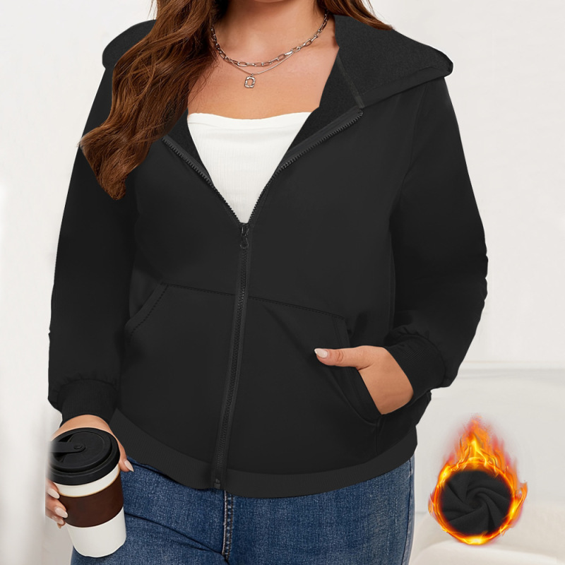 Cross-Border Amazon Loose Hooded Sweatshirt for Women, European and American Style, Autumn and Winter, Plus-Size Zip-Up Cardigan Top, Special Clearance Sale