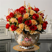 高档仿真花新款欧式客厅茶几假花套装摆件装饰家居摆设花艺绢花