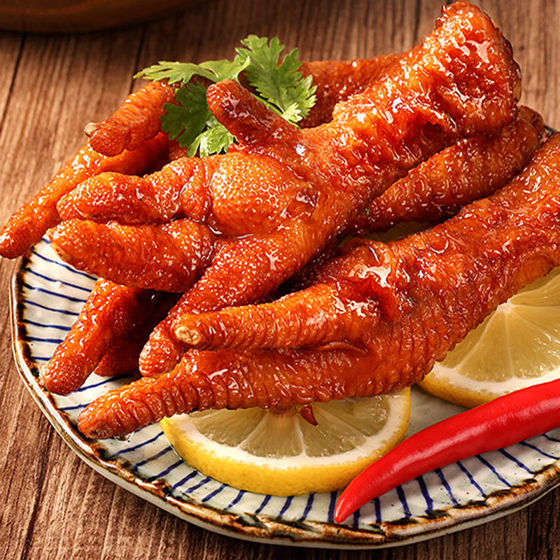 百草味虎皮鳳爪160g鹵香味/香辣味箱規30包裝雞爪即食小吃