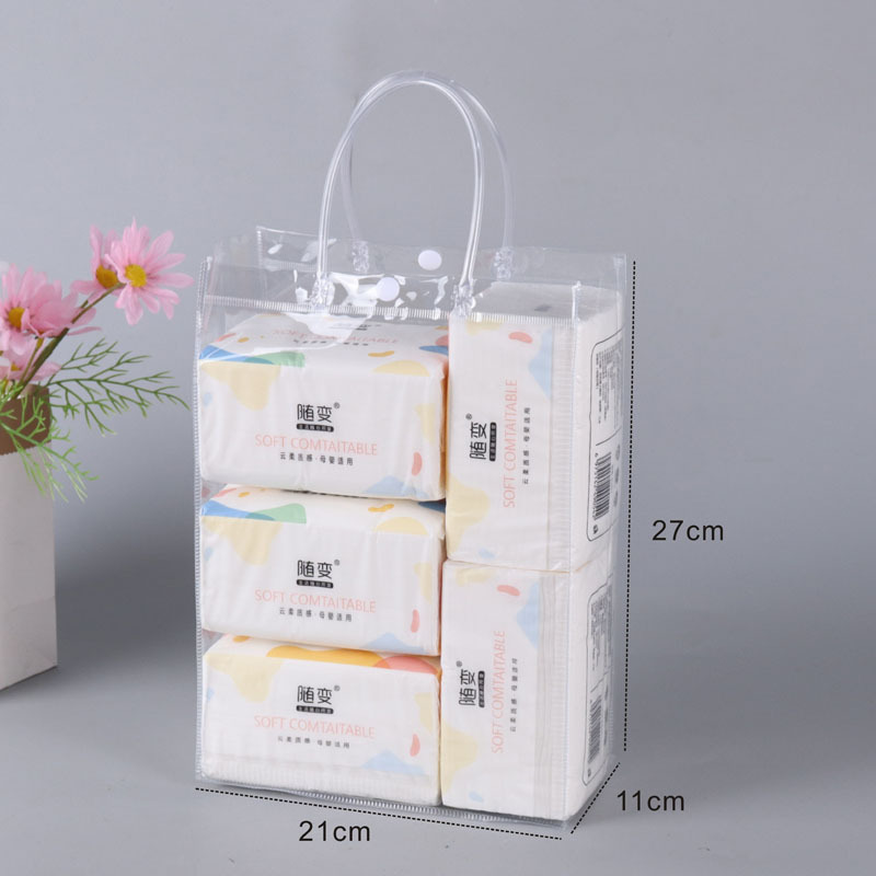 透明手pvc提袋批发手拎袋加厚网红购物塑料奶茶节日礼品包装袋子|undefined