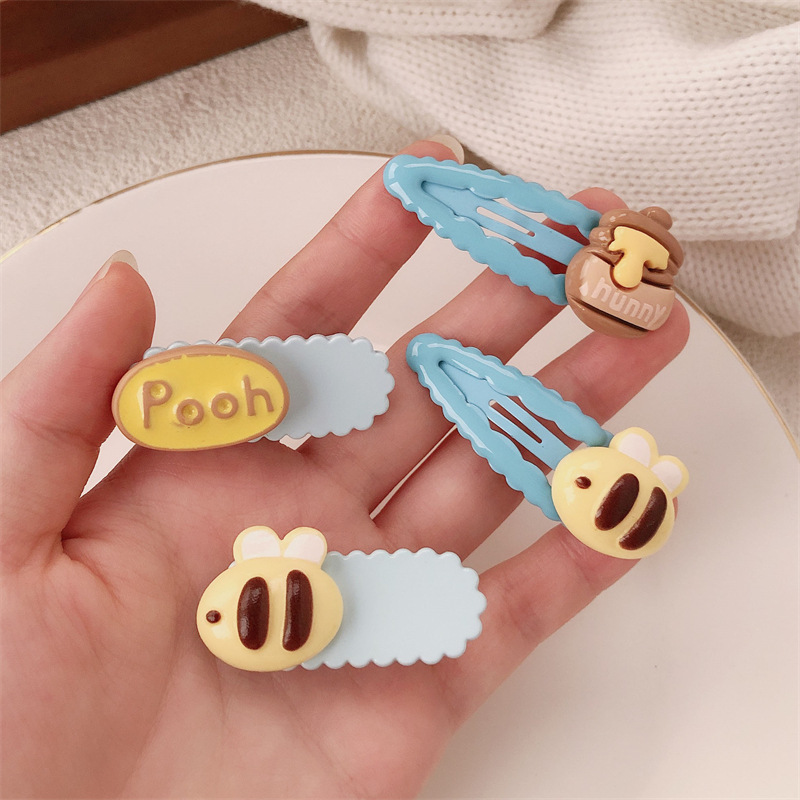Caricatura serie de abrazaderas de abejas adorables tarjeta de miel de niña clip de corazón BB lateral clip de cabello fruncado clip de cabello tocado