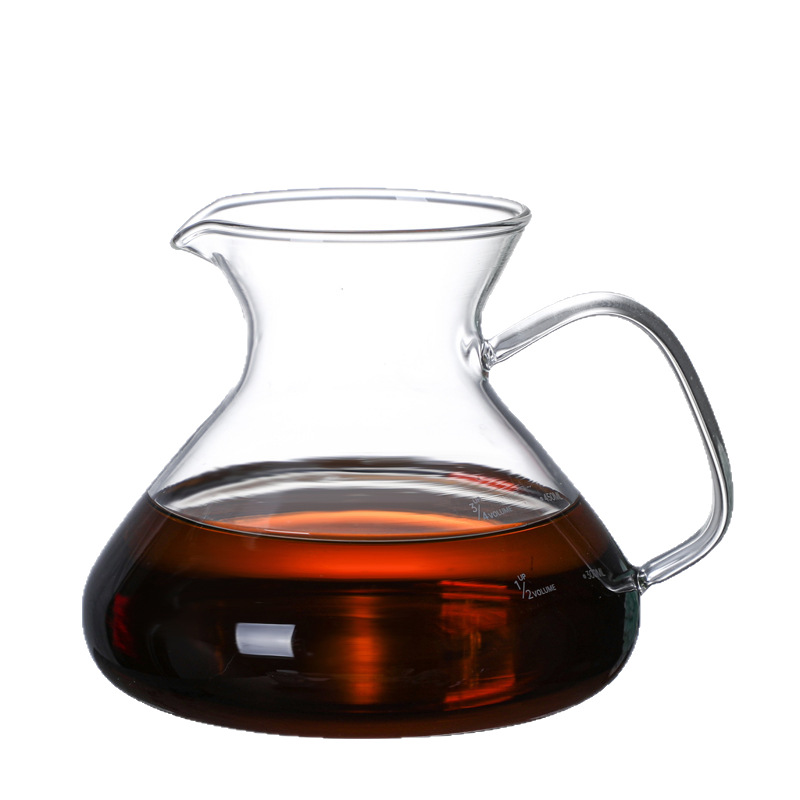 Cafetera de lavado a mano, cafetera de café compartida, vidrio resistente al calor con escala, cafetera de café, taza de filtro de café