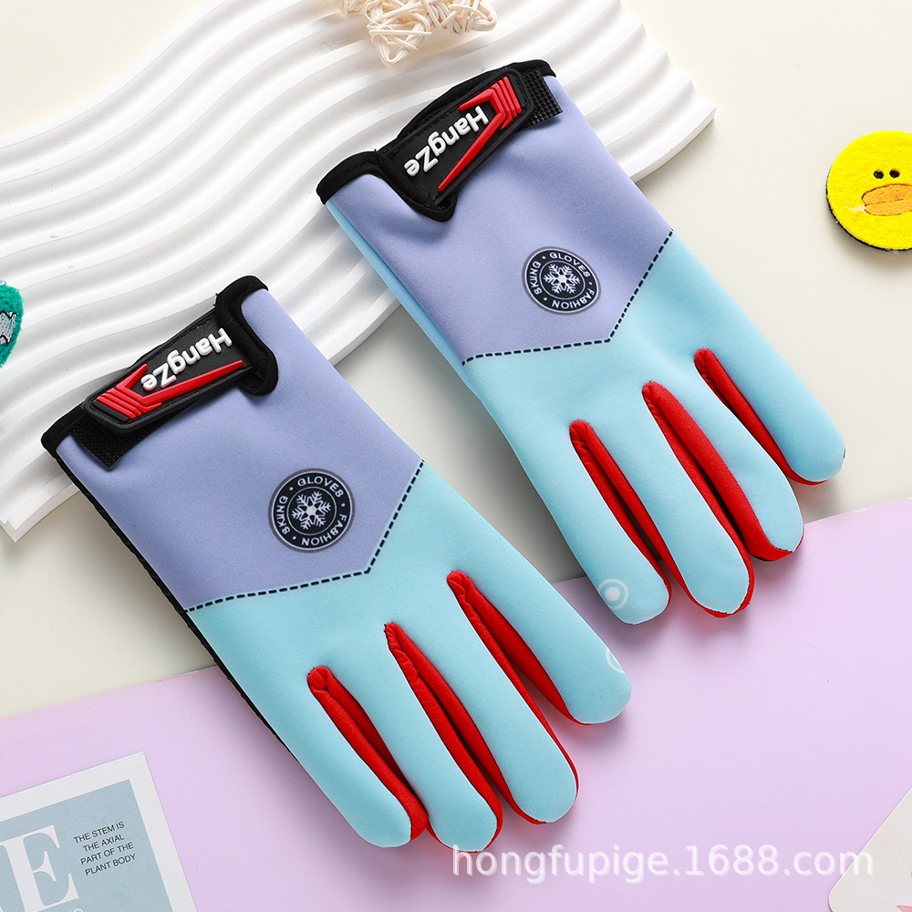 Guantes para niños otoño y invierno estudiantes a prueba de viento dibujos animados de terciopelo caliente guantes de grasa al aire libre a prueba de frío