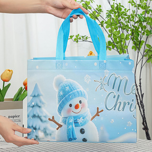 New Laminated Non-Woven Bag Christmas Gift Bag Ready-Made Cross-Border Handbag Hot-Pressed Three-Dimensional Bag Advertising Shopping Bag