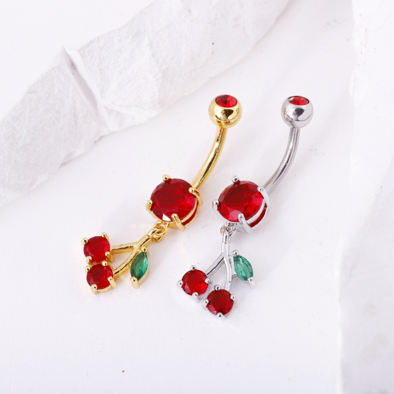 Pendentifs cerises rouges, clous d'oreilles, bijoux de piercing fruités, anneaux de nombril, fermoirs de nombril en stock_voghion.com