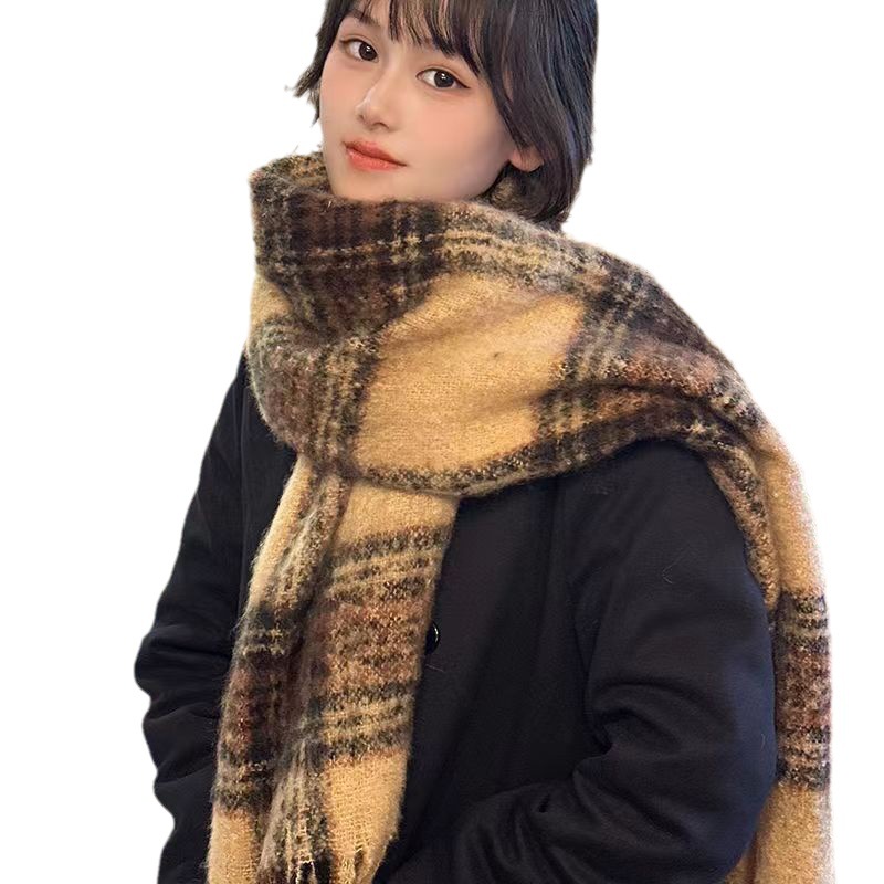 Melads neue Atmosphäre kariert ist vielseitig Frauen, mit einem Studentenschal mit vergrößerten Quasten und extra dick_voghion.com